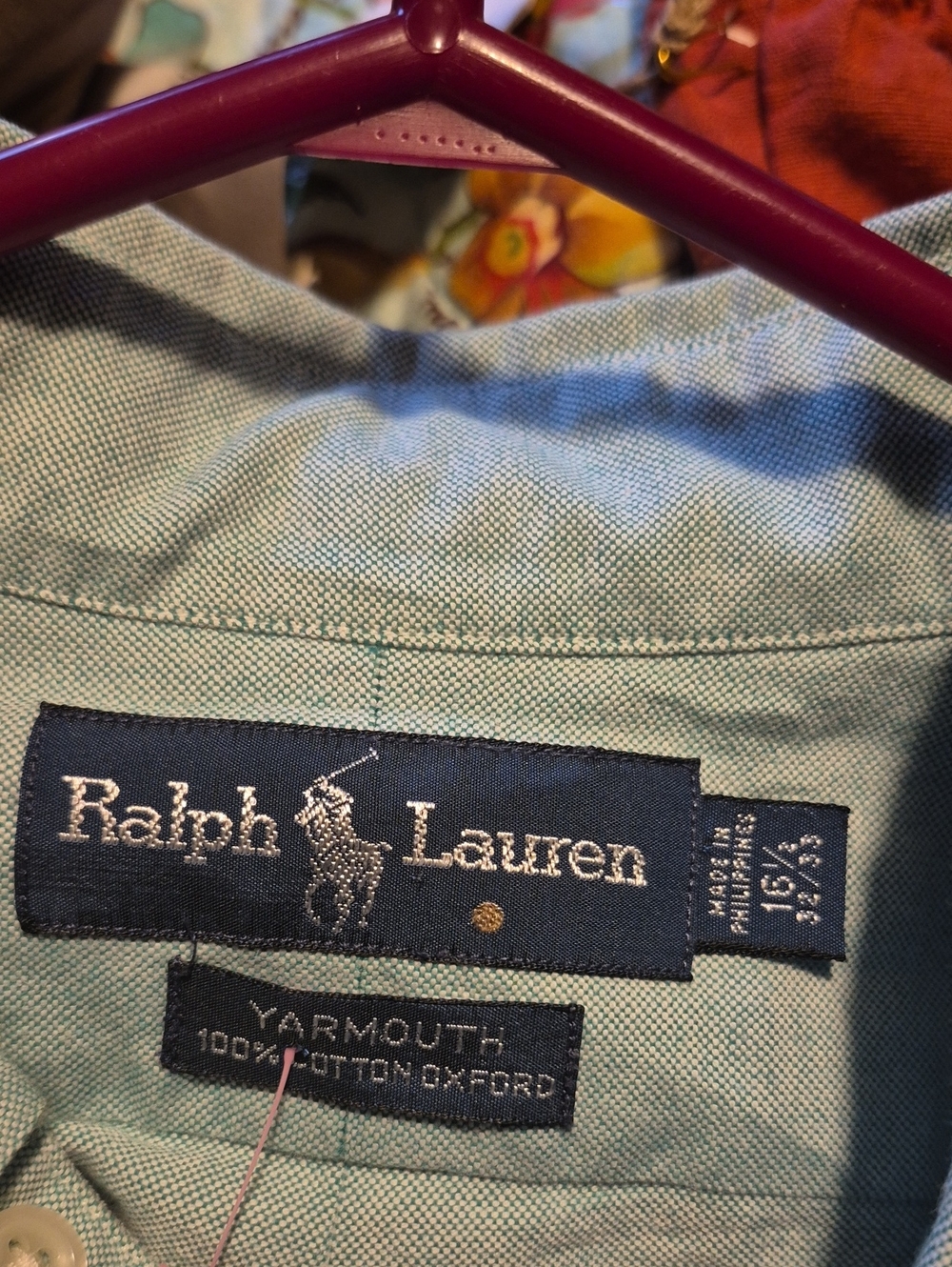 Ralph Lauren Mint Green Button-Down Oxford Shirt Sz.16.5 - Picture 8 of 9